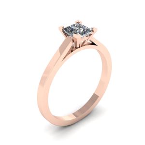 18K 玫瑰金公主方形切割钻石戒指 - 照片 3