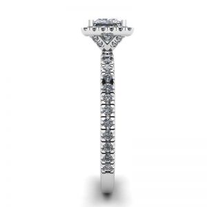 公主方形切割浮动光环钻石订婚戒指 - 照片 2