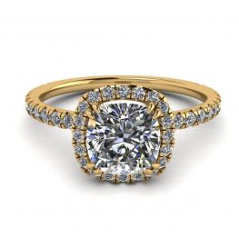 垫形钻石光环订婚戒指黄金