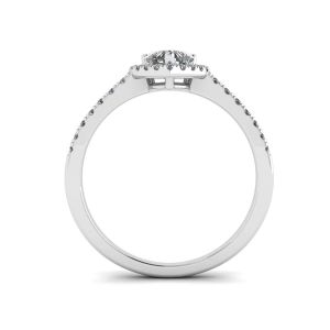 心形钻石光环光环订婚戒指 - 照片 1