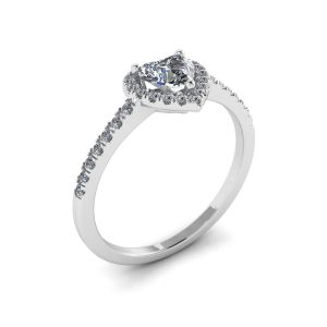 心形钻石光环光环订婚戒指 - 照片 3