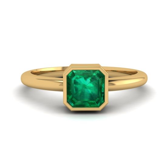 18K 金时尚方形祖母绿戒指, 放大圖像 1