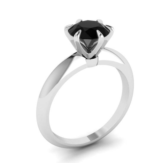 1 克拉黑钻石订婚戒指,  放大圖像 4