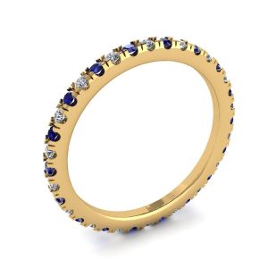 Riviera 密钉蓝宝石和钻石永恒戒指款式黄金 - 照片 3