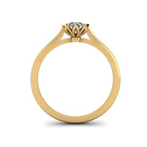 莲花钻石订婚戒指黄金 - 照片 1