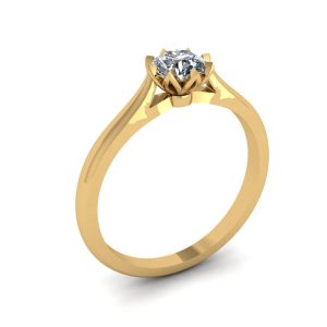 莲花钻石订婚戒指黄金 - 照片 3