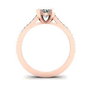 圆形钻石和密钉玫瑰金设计师戒指 - 照片 1