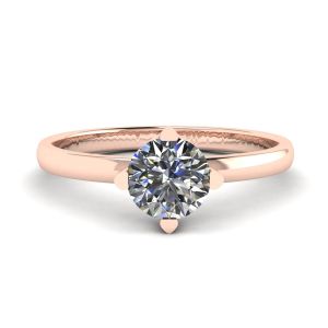玫瑰金倒爪式圆形钻石戒指