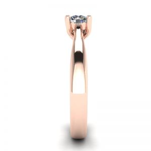 圆形钻石 18K 玫瑰金交叉爪形戒指 - 照片 2