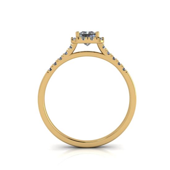 黄金光环公主方形切割钻石戒指,  放大圖像 2