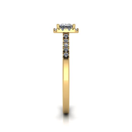 黄金光环公主方形切割钻石戒指,  放大圖像 4
