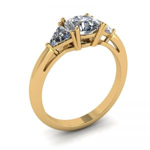 Кольцо с 3 бриллиантами из желтого золота - 照片 3