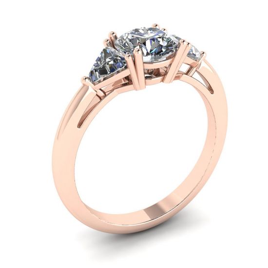 Кольцо с 3 бриллиантами из розового золота,  放大圖像 4