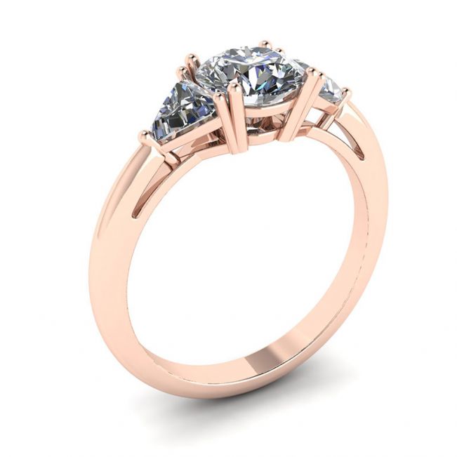 Кольцо с 3 бриллиантами из розового золота - 照片 3