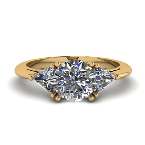Кольцо с 3 бриллиантами из желтого золота, 放大圖像 1