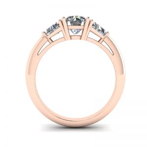 Кольцо с 3 бриллиантами из розового золота - 照片 1