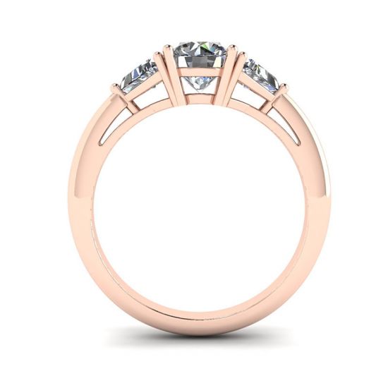 Кольцо с 3 бриллиантами из розового золота, More Image 0