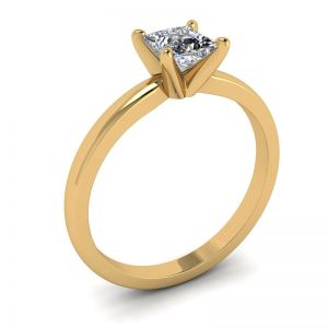 公主方形钻石混合金订婚戒指 - 照片 3