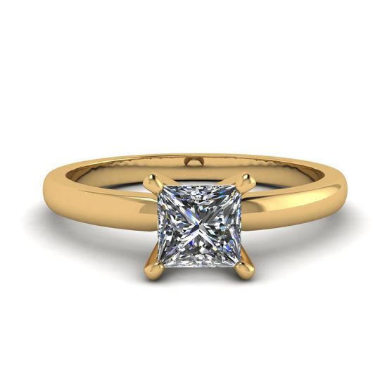 公主方形钻石混合金订婚戒指, 放大圖像 1