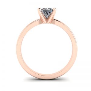 公主方形钻石混合玫瑰金和白金戒指 - 照片 1