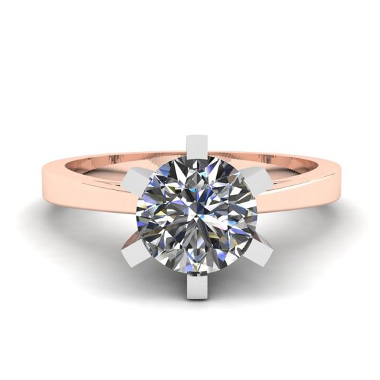 18K 玫瑰金订婚钻石戒指, 放大圖像 1