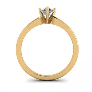 梨形钻石单石戒指 6 爪黄金 - 照片 1