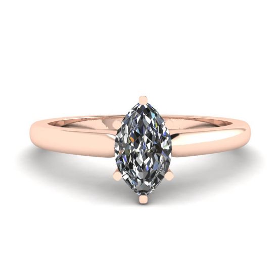 榄尖形切割钻石玫瑰订婚戒指, 放大圖像 1