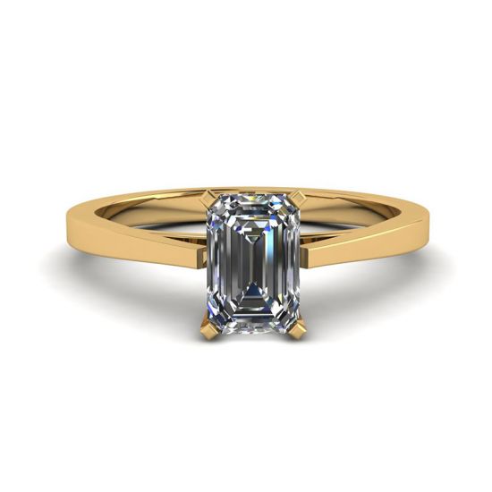 未来风格 18K 金祖母绿切割钻石戒指, 放大圖像 1