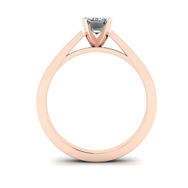 未来风格 18K 玫瑰金祖母绿切割钻石戒指 - 照片 1