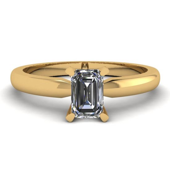 白-黄金矩形钻石戒指, 放大圖像 1