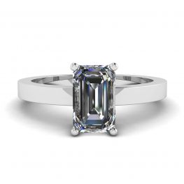 白金矩形钻石戒指