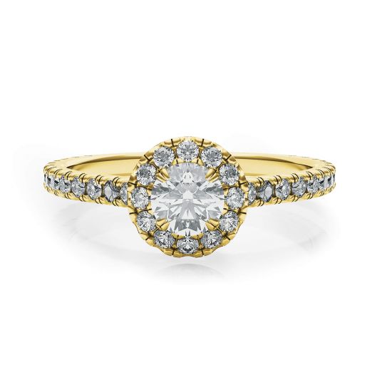 光环圆形钻石 18K 黄金戒指, 圖像 1