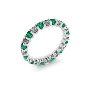 祖母绿和钻石永恒戒指 - 照片 3
