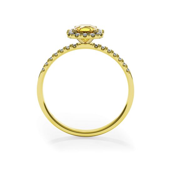 垫形 0.5 克拉黄钻戒指，带光环黄金,  放大圖像 2