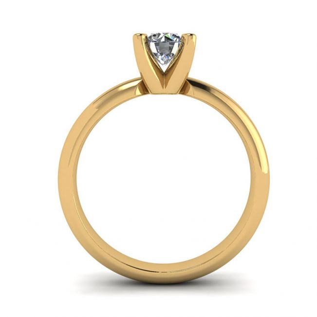 单石钻石戒指 V 形黄金 - 照片 1