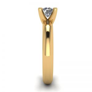 单石钻石戒指 V 形黄金 - 照片 2