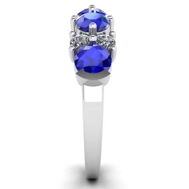 镶有蓝宝石和钻石的现代花环戒指 - 照片 2