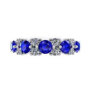 镶有蓝宝石和钻石的现代花环戒指