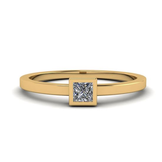 公主方形钻石小戒指 La Promesse 黄金, 圖像 1
