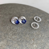 蓝宝石耳钉带可拆卸钻石光环玫瑰金, 圖像 5
