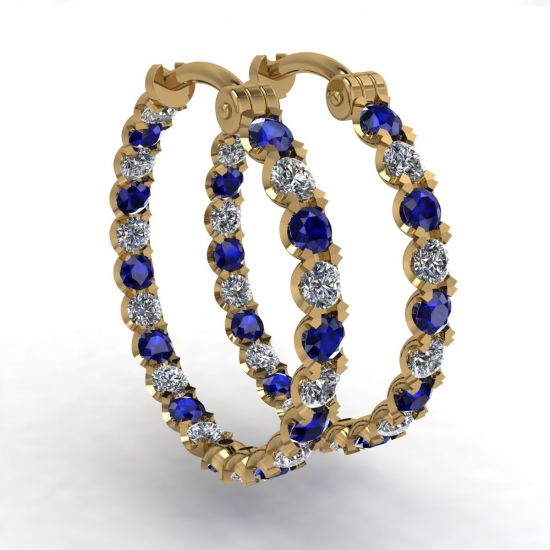 钻石和蓝宝石环形耳环黄金, 圖像 1