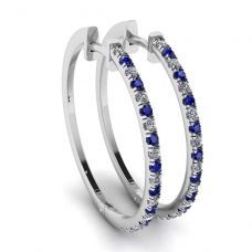环形蓝宝石和钻石耳环 白金