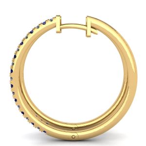 环形蓝宝石和钻石耳环黄金 - 照片 1