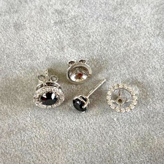 5 毫米黑色钻石耳钉，带可拆卸光环夹克玫瑰金,  放大圖像 4
