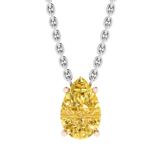 梨形彩黄钻石链项链玫瑰金, 放大圖像 1