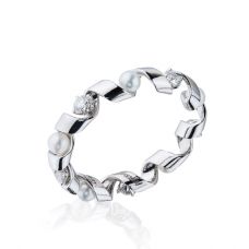 钻石和海水珍珠戒指 - Ruban 系列